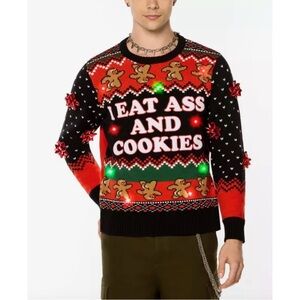 Spencers Gift Rare Danny Duncan Light-Up I Eat A** and Cookies Christmas Sweater